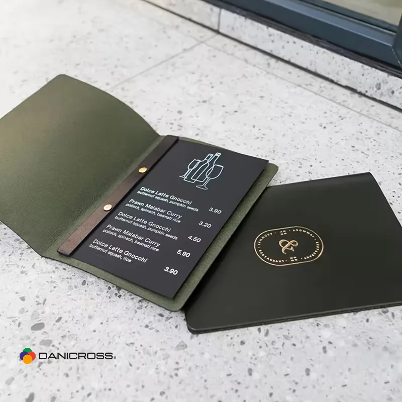 custom menu folders manufacturer with foil stamping