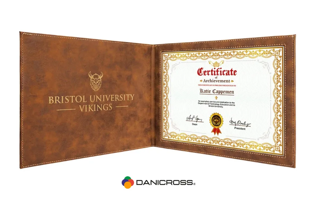 Leather A4 custom certificate folders holder manufacturer with logo